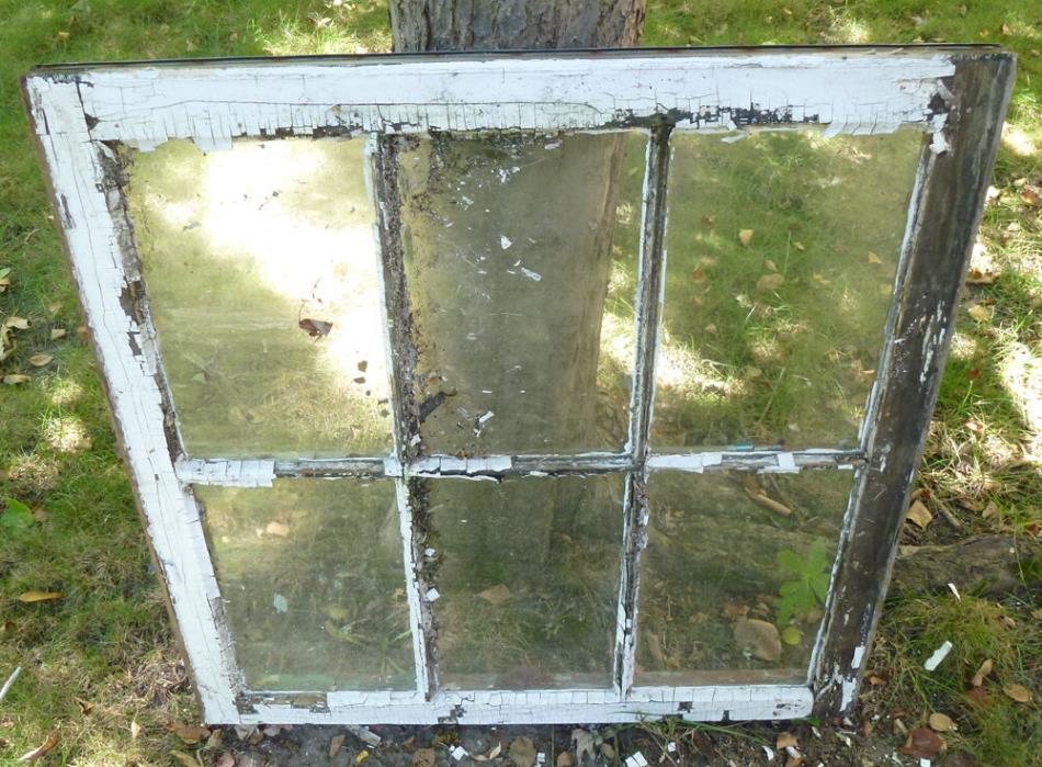 Vintage Wood Sash 30x29 6-Panel Glass Double Hung Window Pane Craft Project #2
