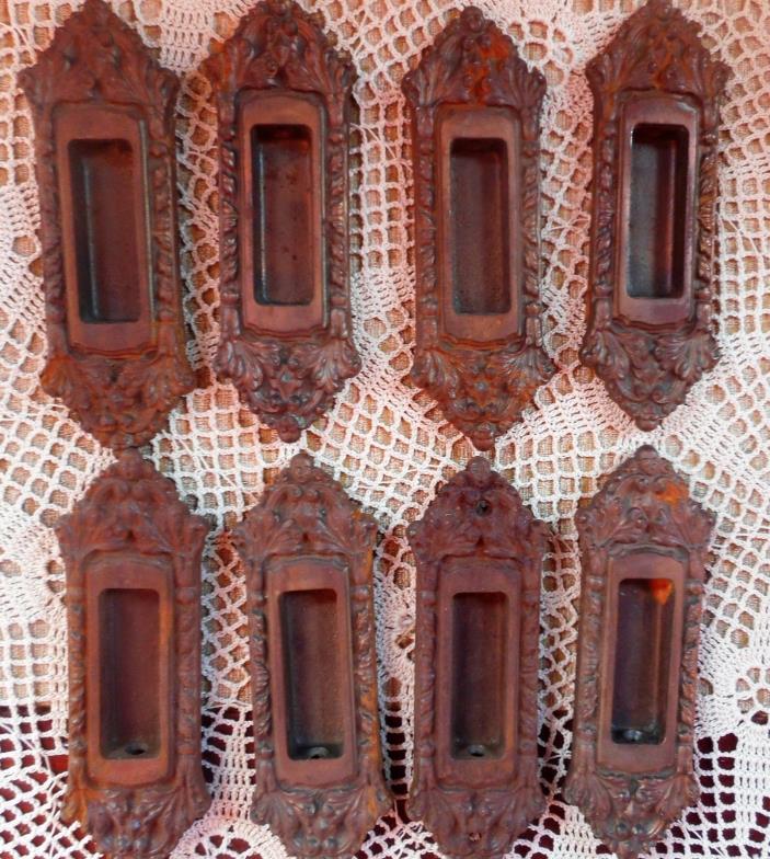 Antique Vintage Cast Iron Ornate Victorian late 1800s Window Sash Pulls Lifts 8