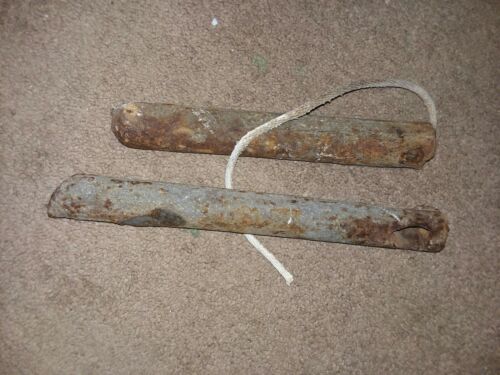 Lot of 2 ANTIQUE CAST IRON DOUBLE HUNG WINDOW SASH COUNTER WEIGHTS 5 lbs POUNDS