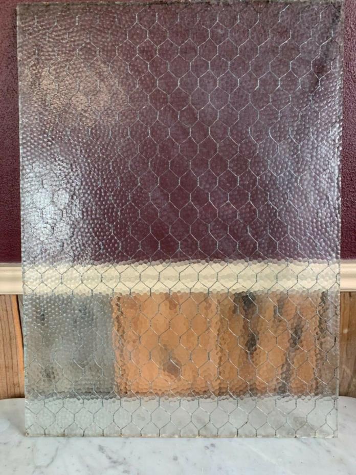 Vintage Antique Chicken Wire Safety Glass (C)