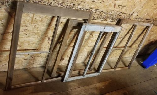 VINTAGE Farmhouse SASH WOOD WINDOW FRAME 4,3,2,0 PANE NO GLASS