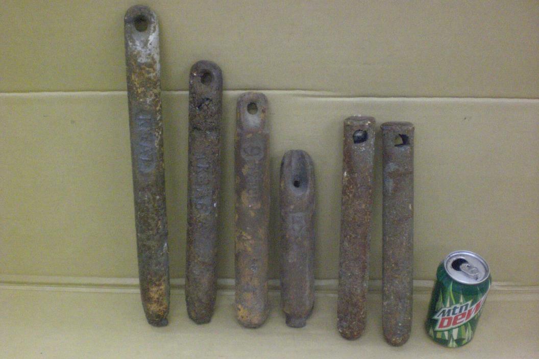 Antique Mixed Lot Of 6 Cast Iron Window Weights Industrial Salvage Steampunk