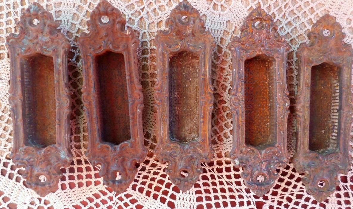 Antique Vintage Cast Iron Victorian Window Sash Pulls Lifts Late 1800s set of 6