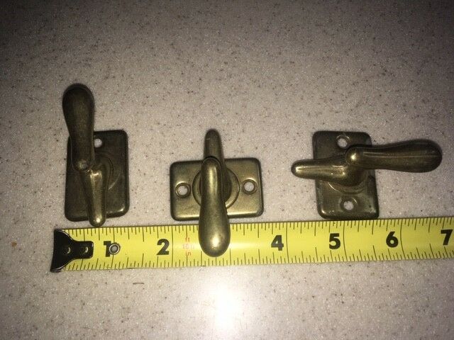 Lot of 3 Brass Vintage Window sash or Cabinet  Latches
