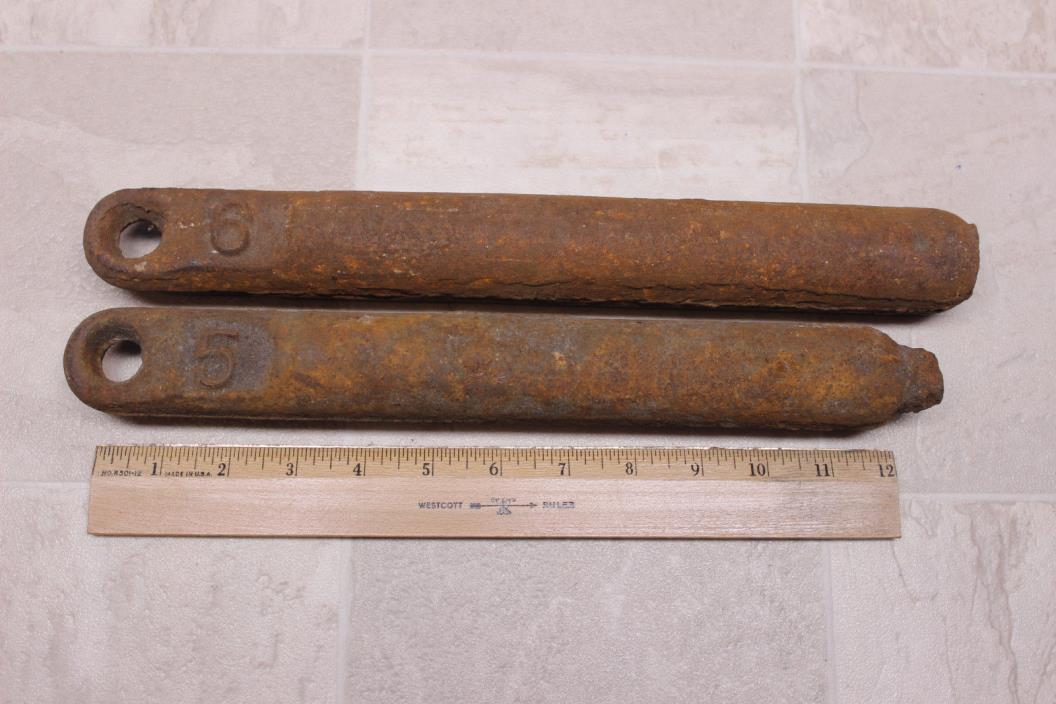 lot 2 Cast Iron Window Sash Weights 5 pounds 6 pounds