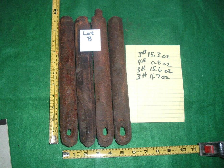 Lot of 4 ANTIQUE CAST IRON DOUBLE HUNG WINDOW SASH COUNTER WEIGHTS 4 lbs POUNDS