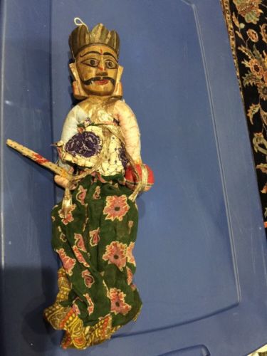 Vintage Hand Crafted Thai Wooden Puppet-Hand Painted  2 faces-back And Front.