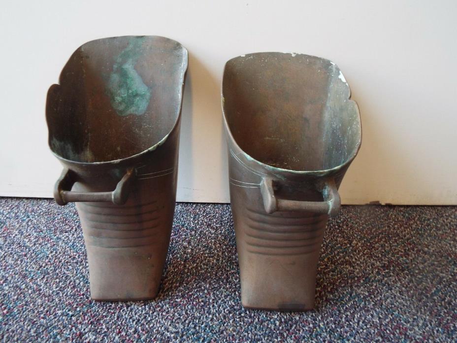 PAIR ANTIQUE CHINESE 19th CENTURY BRASS SHOE FORM STIRRUPS NR
