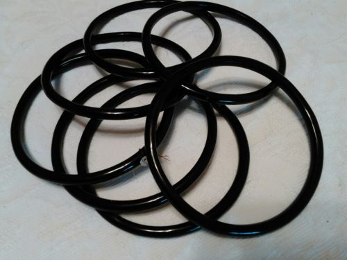 RARE LOT OF 7 BLACK GLASS CHINESE SEWING BASKET RINGS 5