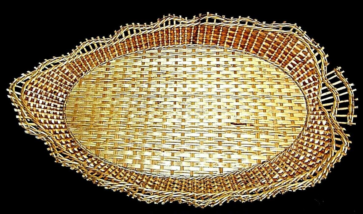 Decorative tray hand woven rattan oval basket for bread fruit silverware napkins