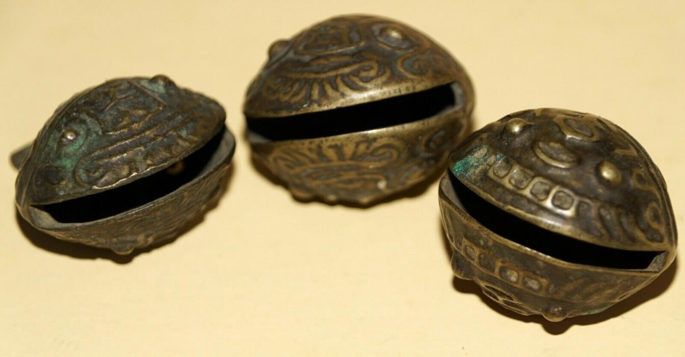 Old Items ~Collection of 3 ~Bronze Tibet Goat Bells ~ Very Unique!