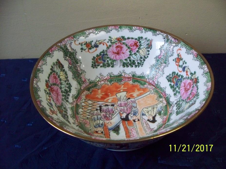 Imperial Figures Painted Chinese Famille Rose Medallion Porcelain Bowl 10
