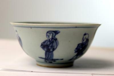 Antique Chinese Ming Blue White Porcelain Bowl