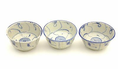 Three Vintage Chinese Blue & White Porcelain Bowl