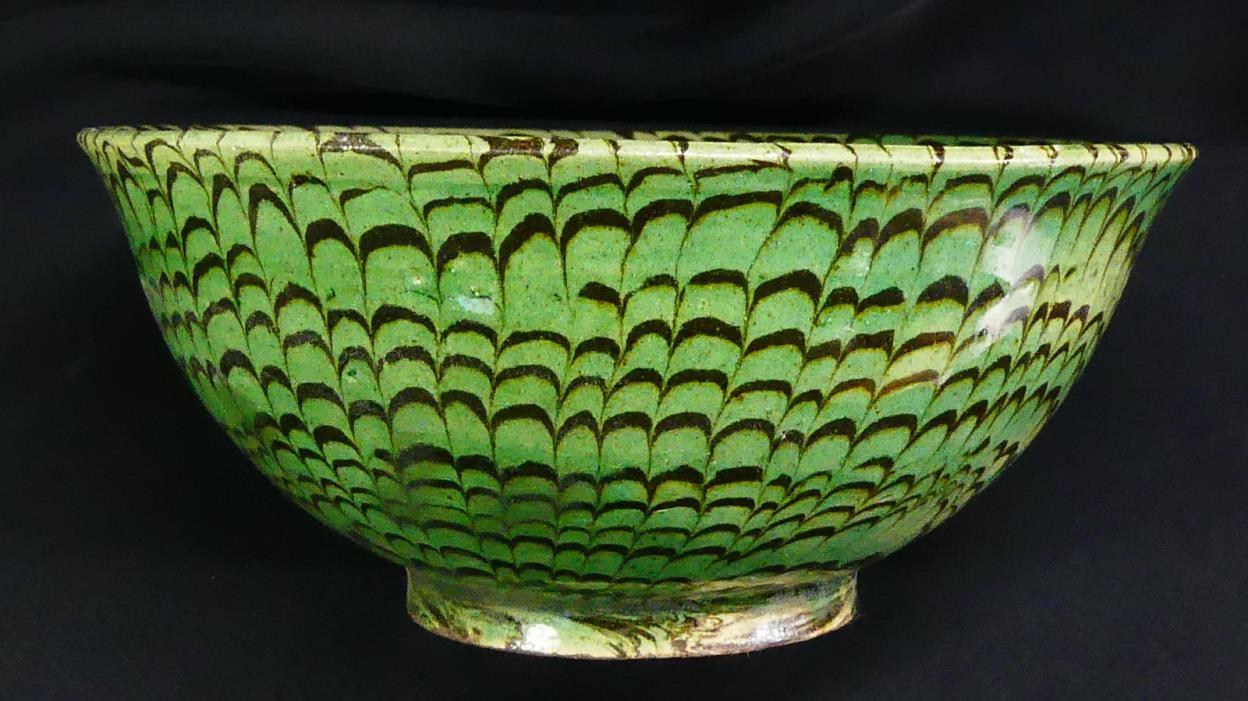 China's Tang Dynasty! Stunning Buddhist Green Lotus Blossom Stoneware Bowl RARE!