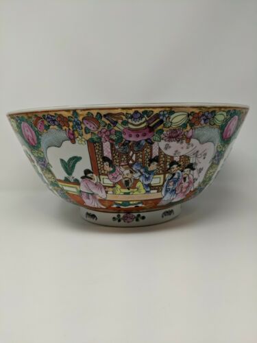 Antique Vintage Chinese Republic Famille Verte Large Punch Bowl 14