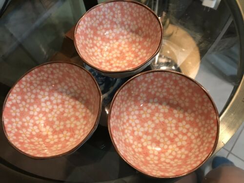 Vintage Antique Chinese Japanese Small Bowls Set Of Three Signed