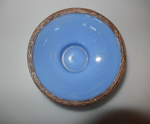 Peking Art Glass Bowl Embossed Copper Rim Circa 1890