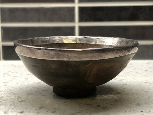 Chinese Qing Dynasty Pottery Tea Bowl Wirh Silver Rim. Japanese?