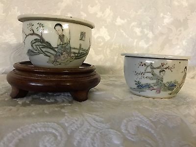 2 Chinese Antique Qing Dynasty  Porcelain Cricket Boxes With Red Seals