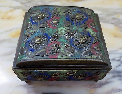 Chinese Enamel Bronze Footed  Box