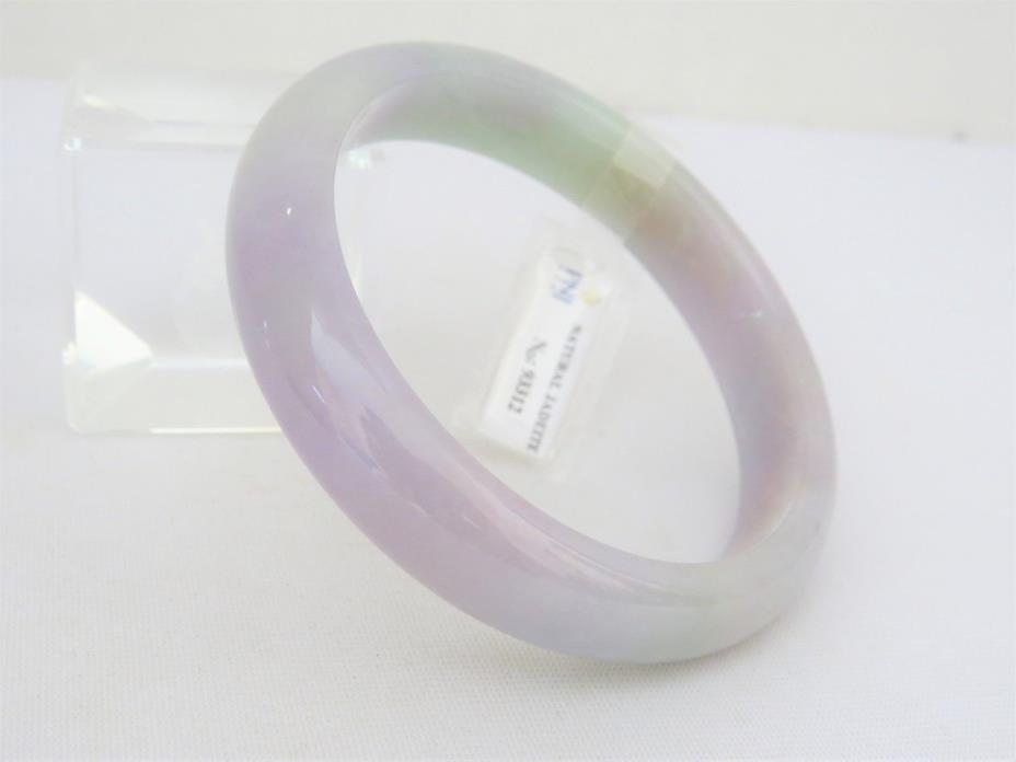 Translucent Natural Light Lavender Green Jadeite Jade Bangle Bracelet 64.6MM