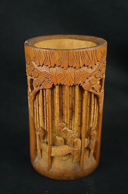 Excellent rare chinese antique carved bamboo brush pot 6