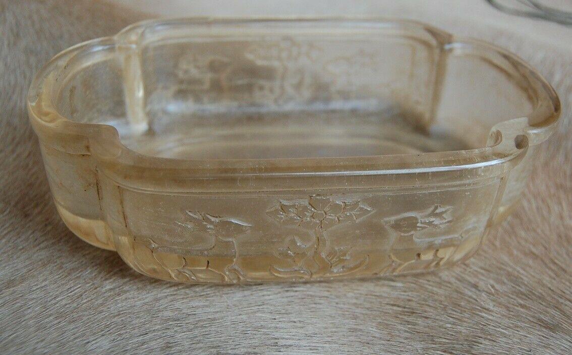 CHINESE ROCK CRYSTAL BRUSH WASHER - DEER CARVING