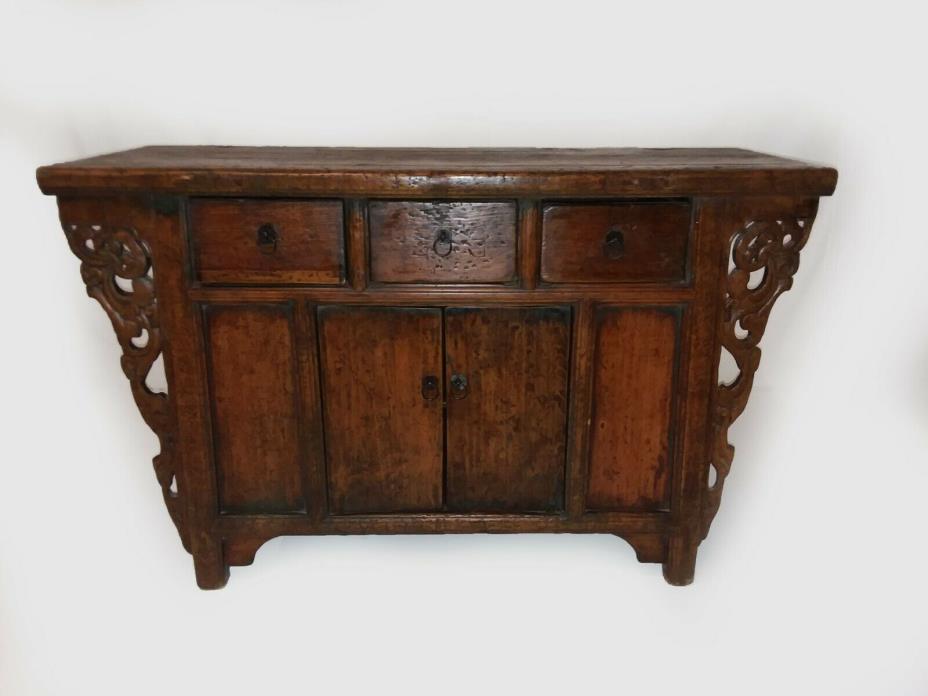 Antique Chinese Asian Buffet Sideboard Credenza Cabinet Altar Elm