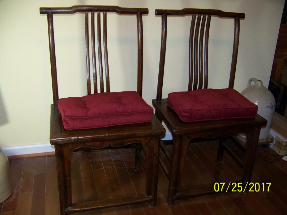 Chinese Qing Dy Huali High Back Temple Scholars Carved Huanghuali Chairs