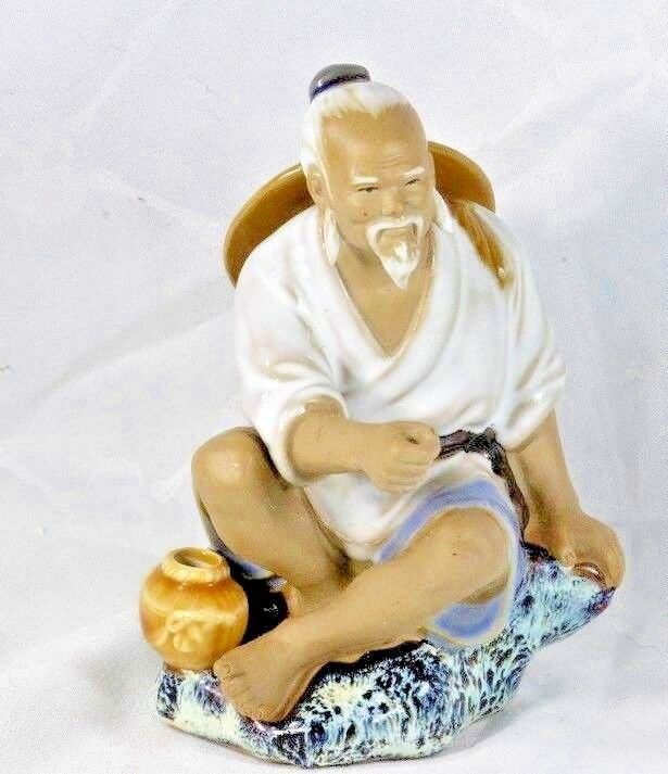 Chinese Porcelain Old Wise Man Incense Stick Holder Fantastic Condition!