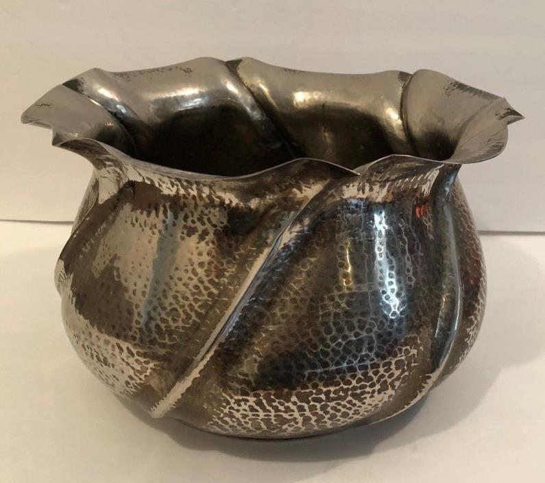 Beautiful Large Silver Flower Pot Hand Hammered