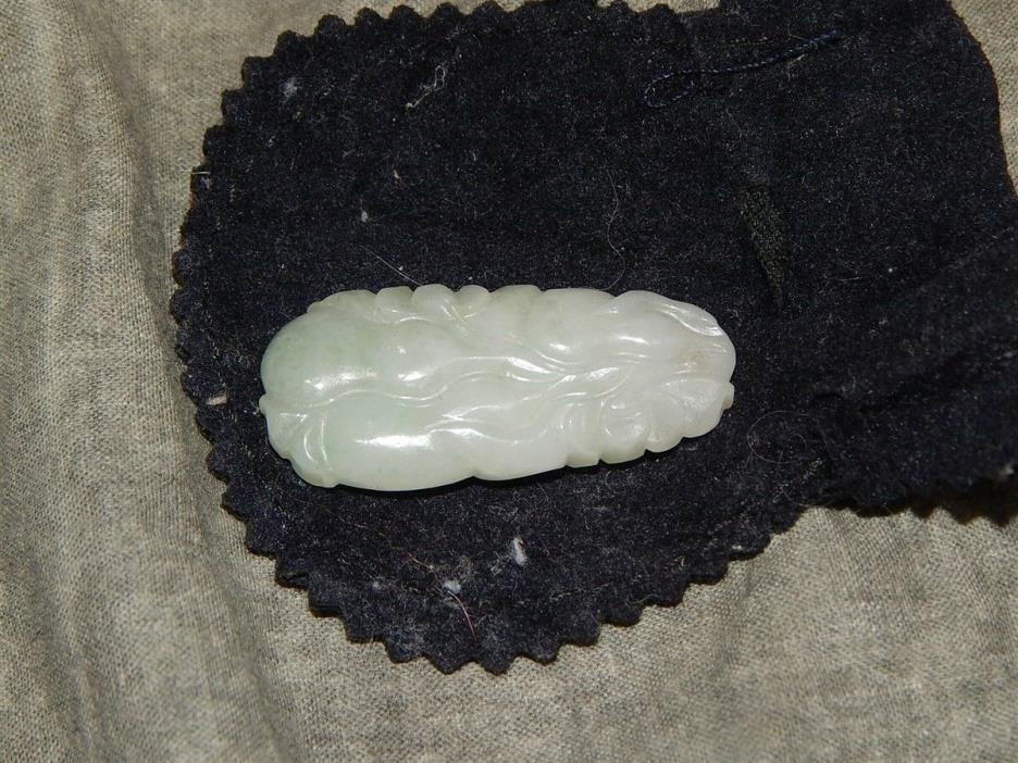 Very nice White or Celedon?  carved pears with foliage JADE pendant 1 5/8th in.