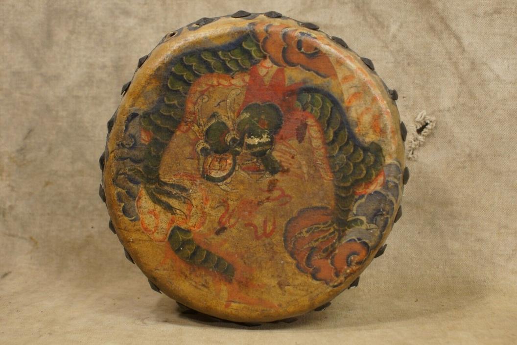 Antique Chinese Dragon Phoenix Drum