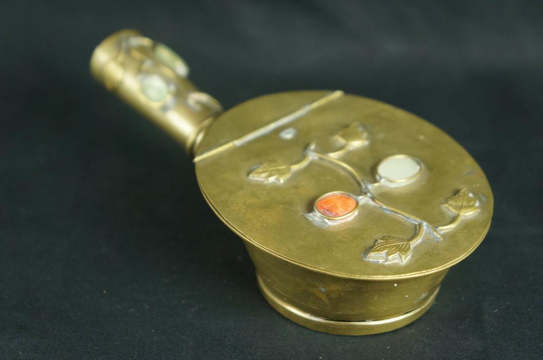 Superb Antique Bronze Brass Silk Iron Jade Coral Chinese w. Lid 7