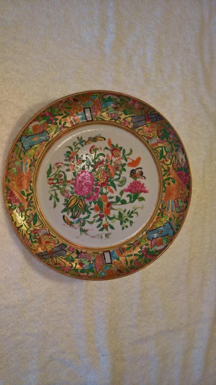 Antique Chinese Famile Rose Plate with Flowers