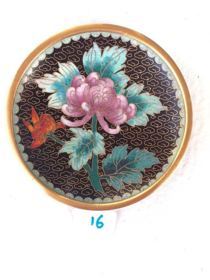 Vintage Chrysanthemum Cloisonne Enamel Small Plate (16)