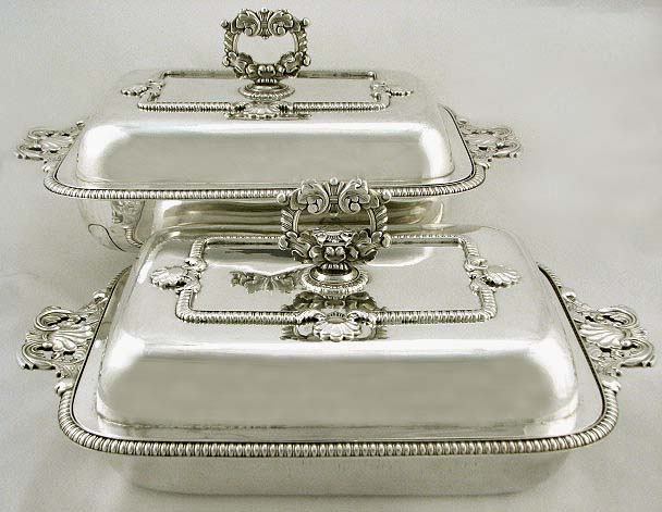 Chinese Export Silver Entree Dishes  (2)      DR CROSBY FORBES MUSEUM COLLECTION