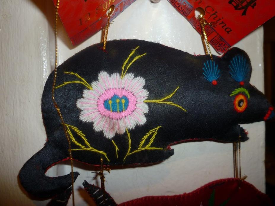 new long chinese horoscope embroidered animal wall hanging
