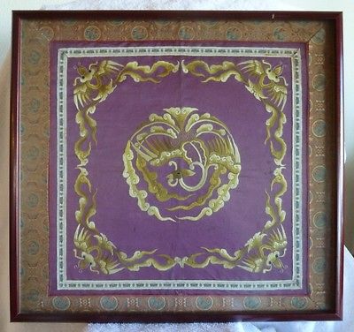 ANTIQUE CHINESE SILK EMBROIDERY - LUCKY BATS & BIRD /1800'S    ***REDUCED 41%***
