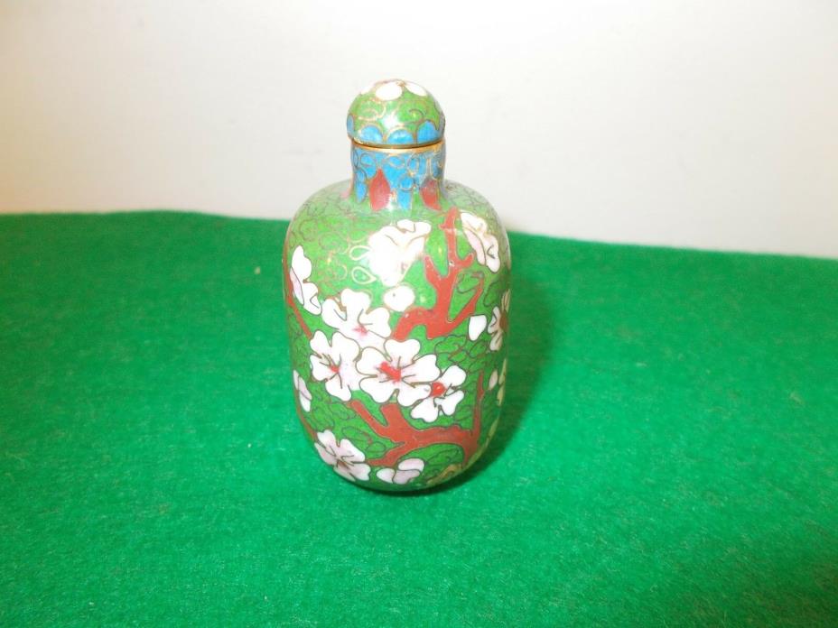 Vintage Chinese Cloisonne Enamel Snuff Bottle Small Flower Design