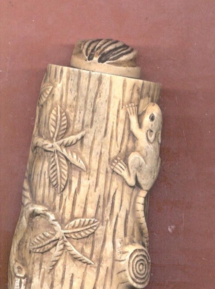 Vintage Rat Snuff Bottle Hand Carved Signed With Spoon 469