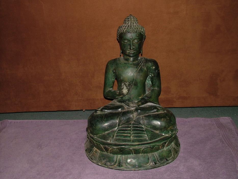 Large Antique Asian  bronze seated buddna 22