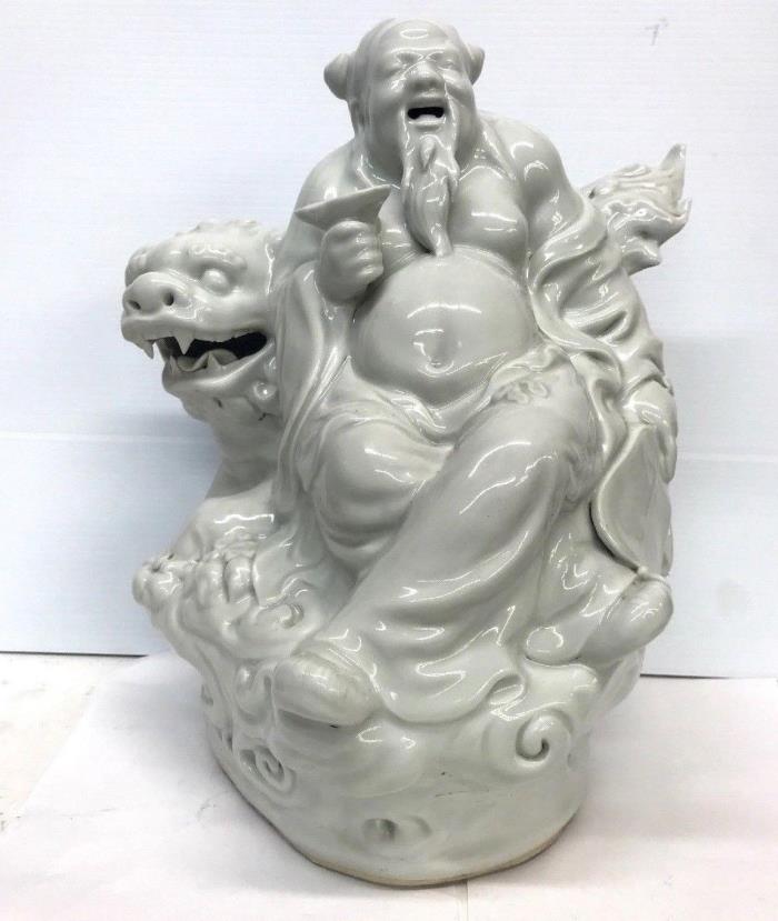 Old Chinese Blanc de Chine Porcelain Male Immortal Statue 16''