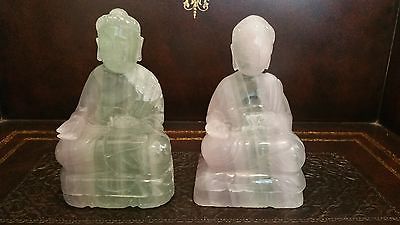 Two Chinese Carves stone figures of seated Buddha