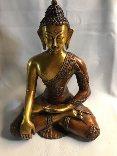 Gorevizon Ashtamangal Buddha Brass Statue,brown Gold