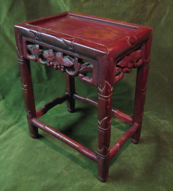 Antique Carved Hard Wood Chinese Stool Table Display Stand