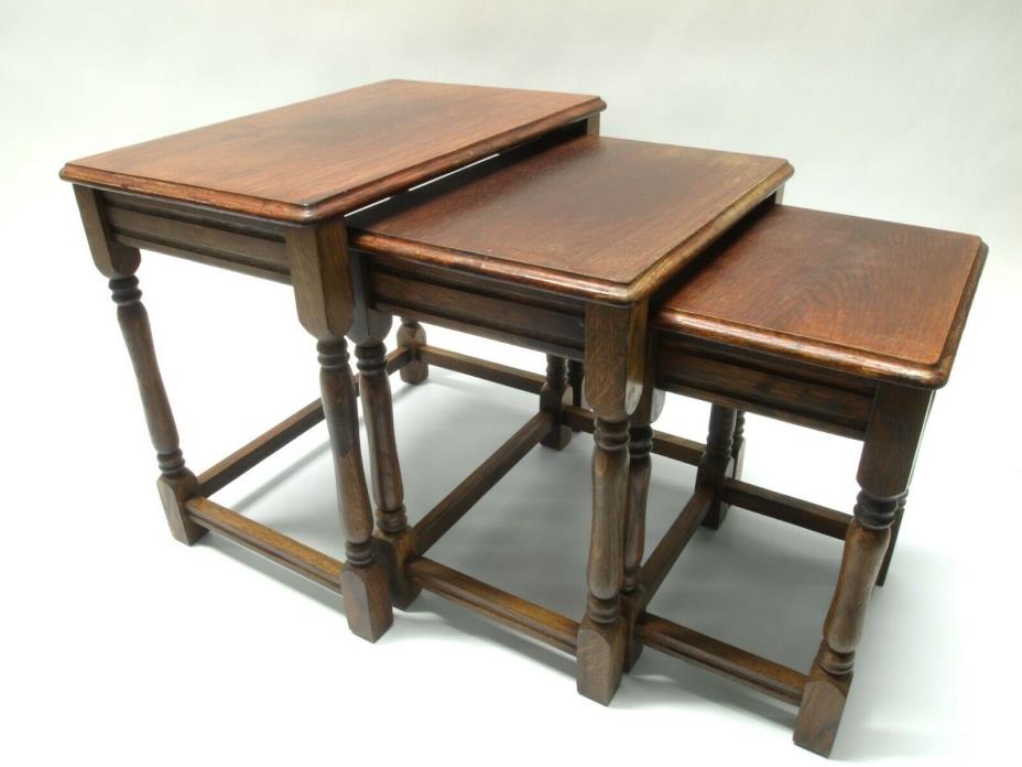 Vintage Oak Three Tier Stacking Nesting Tables