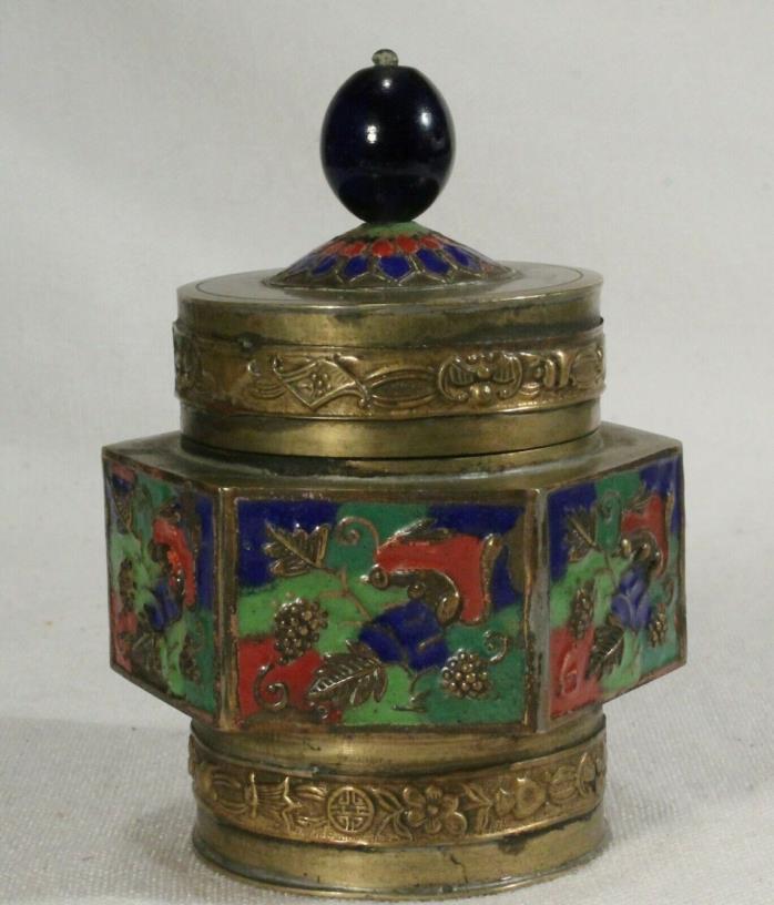 Antique Chinese Tea Caddy / Fruit Themed