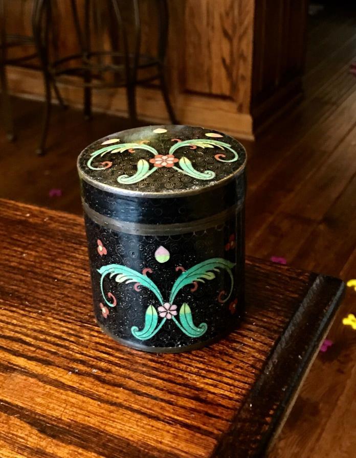Antique Japanese Cloisonne and Enamel Lidded Tea Caddy Jar